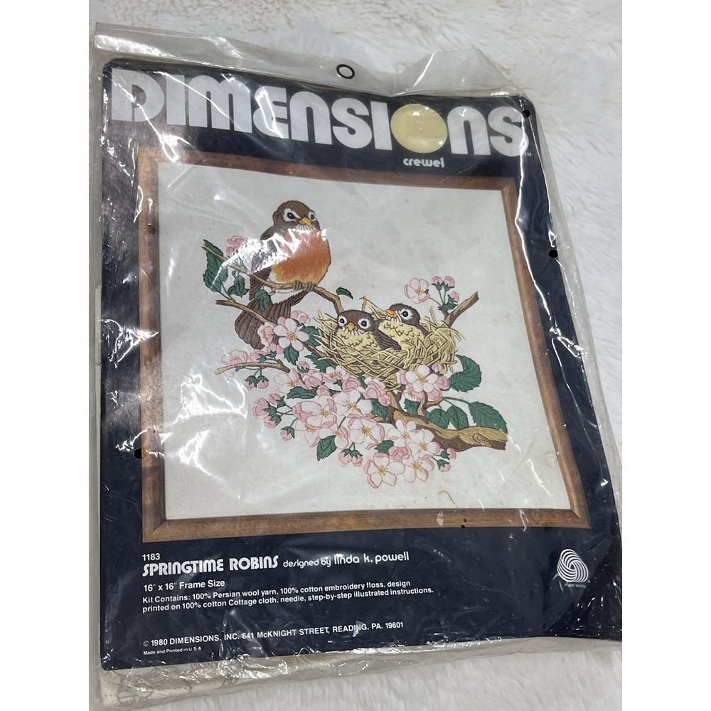 Vintage Dimensions Crewel Springtime Robins  1183 Needle Kit